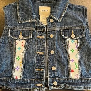 Cherokee vest with rhinestone and LV material